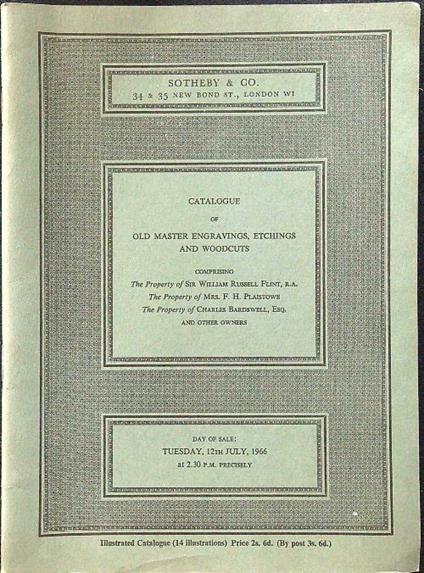 Catalogue of old master engravings, etchings and woodcuts - copertina