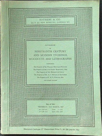 Catalogue of nineteenth century and modern etchings, woodcuts and lithographs - copertina