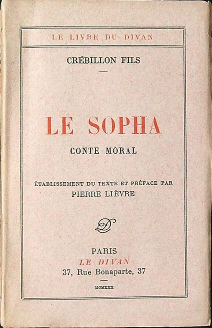 Le sopha. Conte moral - copertina