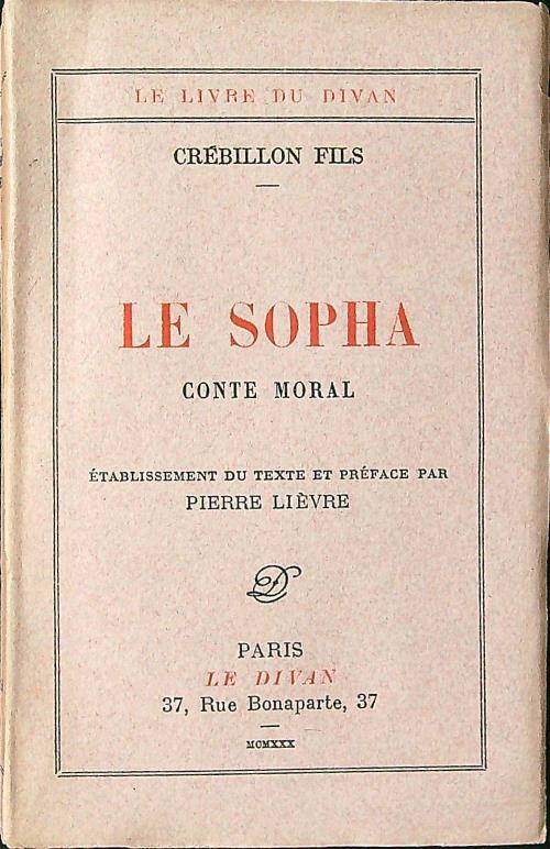 Le sopha. Conte moral - copertina