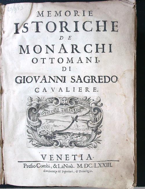 Memorie istoriche de monarchi ottomani