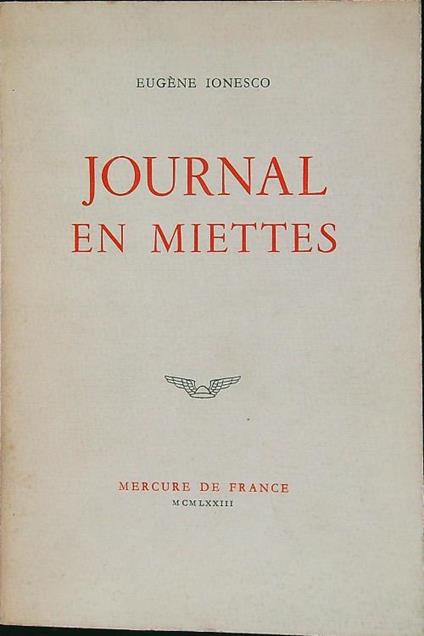 Journal En Miettes - Eugène Ionesco - copertina