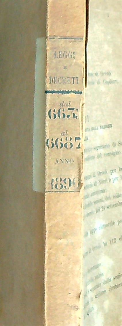 Leggi e decreti dal 6636 al 6687. Anno 1899 - copertina