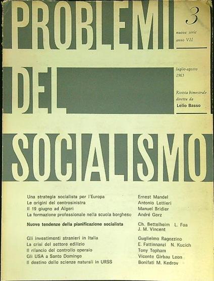 Problemi del socialismo n. 3/luglio-agosto 1965 - copertina