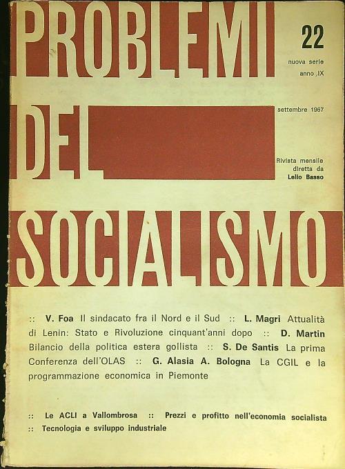 Problemi del socialismo n. 22/settembre 1967 - copertina