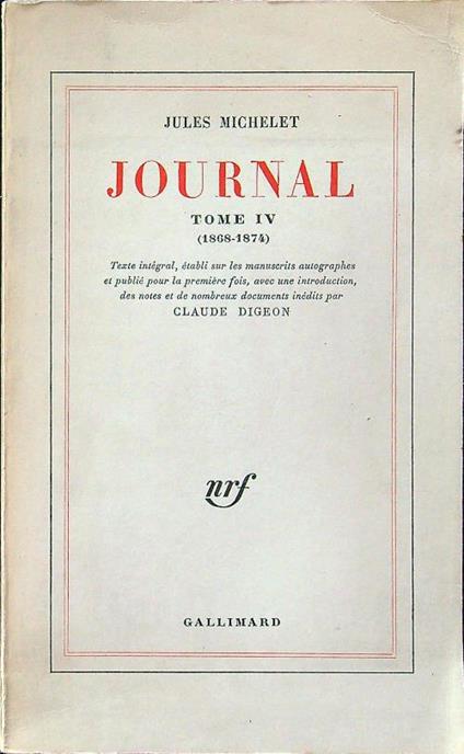 Journal tome IV - Jules Michelet - copertina