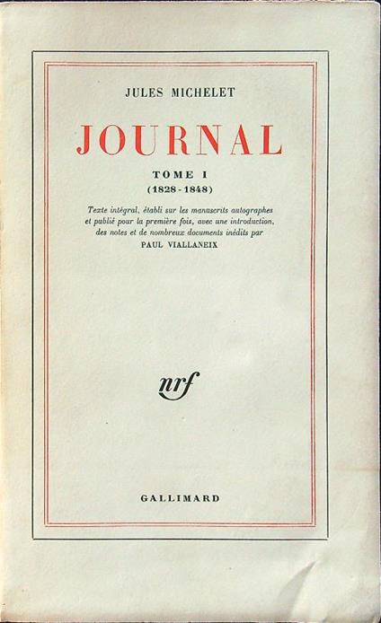 Journal tome I - Jules Michelet - copertina