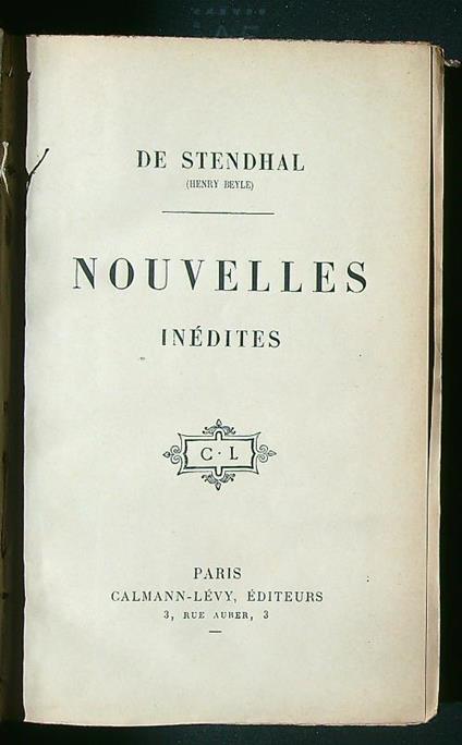 Nouvelles Inedites - Stendhal - copertina