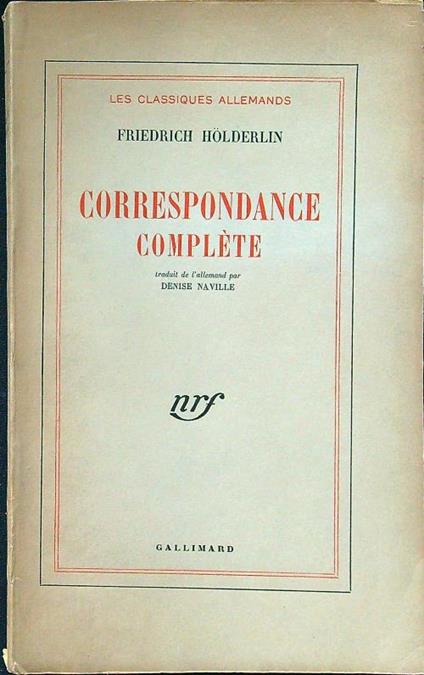 Correspondance complete - Friedrich Hölderlin - copertina