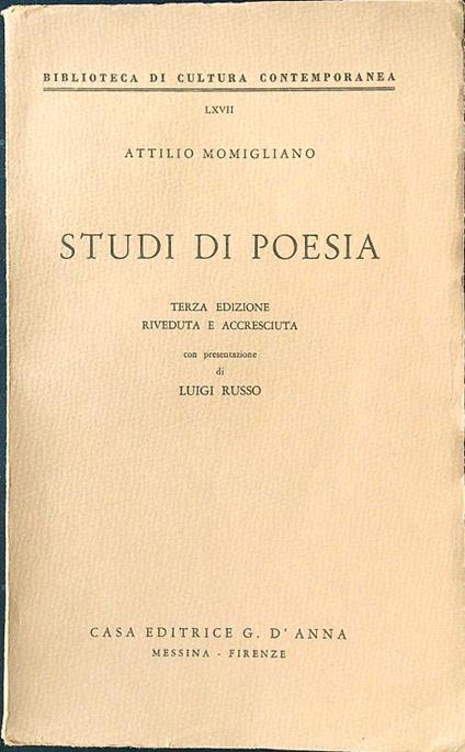 Studi di poesia - Attilio Momigliano - copertina