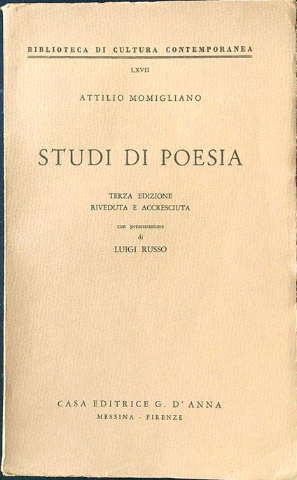 Studi di poesia - Attilio Momigliano - copertina