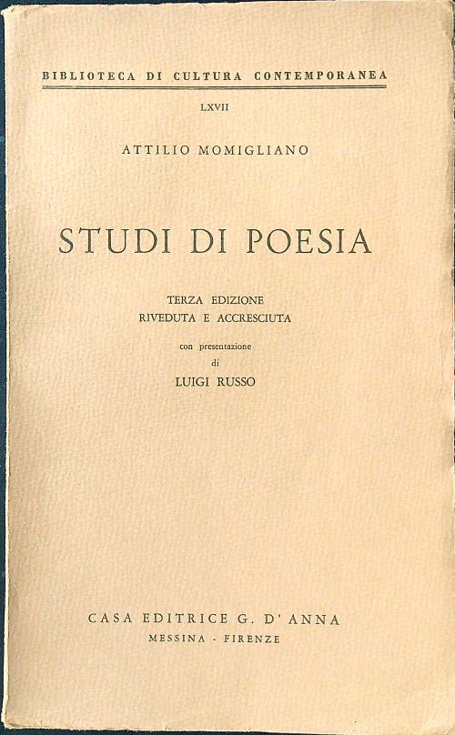 Studi di poesia - Attilio Momigliano - copertina