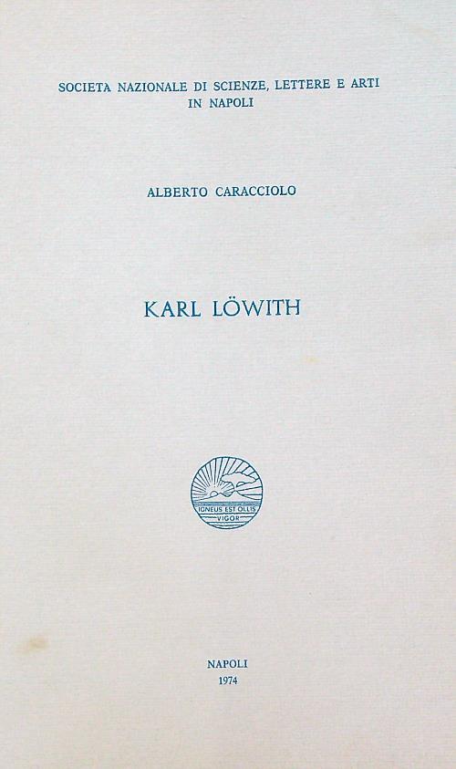 Karl Lowith - Alberto Caracciolo - copertina