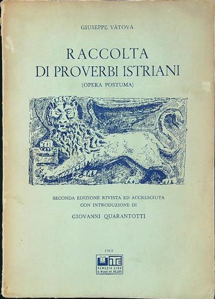 Raccolta di proverbi istriani (opera postuma) - copertina