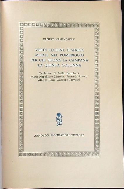 Opere III - Ernest Hemingway - copertina