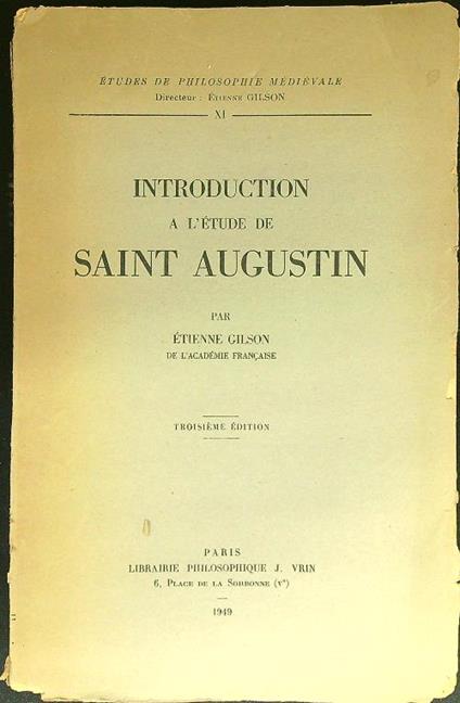 Introduction a l'etude de Saint Augustin - Étienne Gilson - copertina