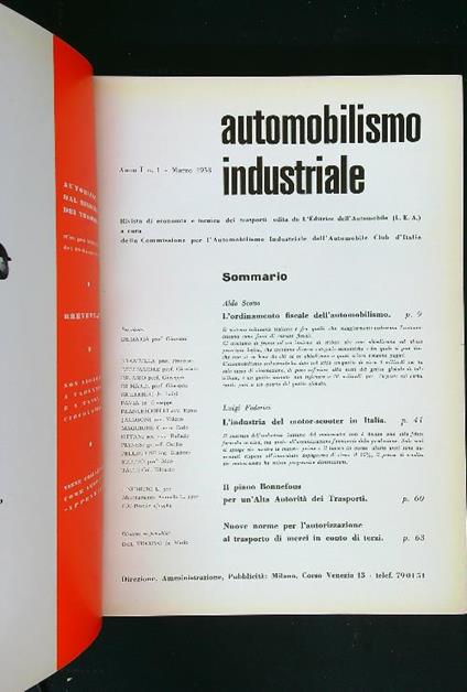 Automobilismo industriale da n. 1 a n. 8 1953 - copertina