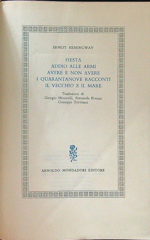 Opere II - Ernest Hemingway - copertina