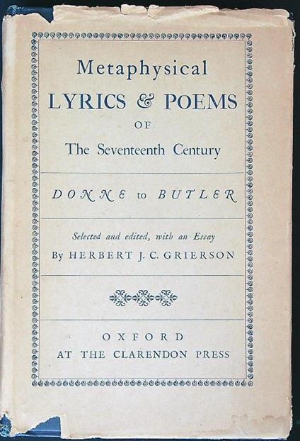 Metaphysical Lyrics and Poems of the Seventeenth Century: Donne to Butler - copertina
