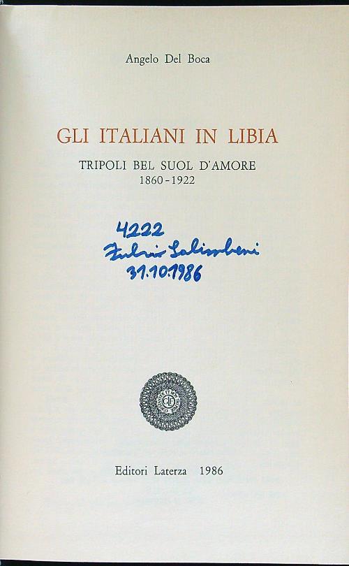 Gli italiani in Libia - Angelo Del Boca - copertina