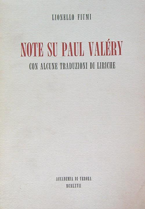 Note su Paul Valéry : con alcune traduzioni liriche