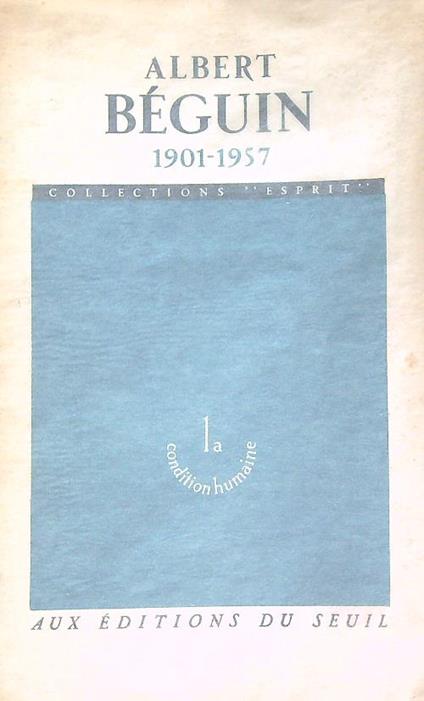 Albert Beguin 1901-1957. Esprit, Anno XXVI, n. 268, dicembre 1958 - copertina