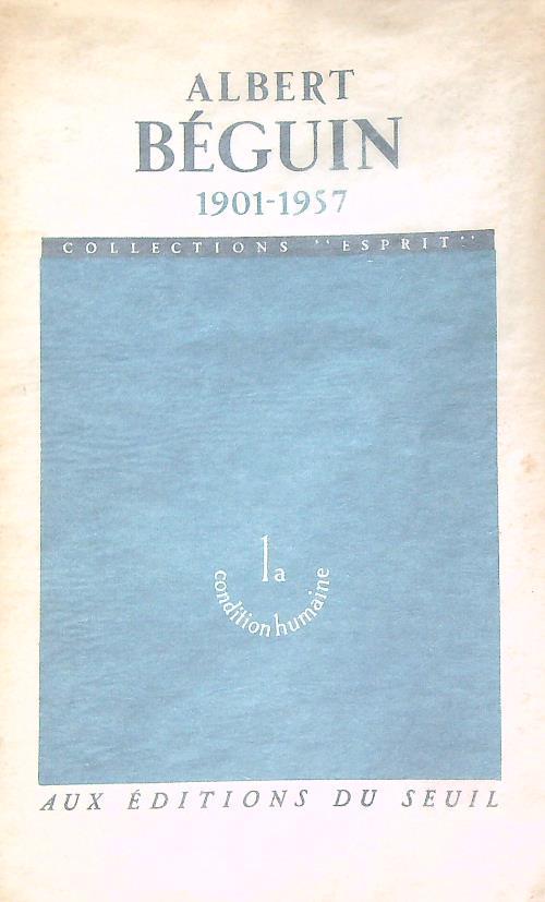 Albert Beguin 1901-1957. Esprit, Anno XXVI, n. 268, dicembre 1958 - copertina