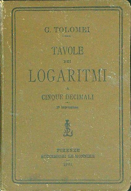 Tavole dei logaritmi a cinque decimali - copertina