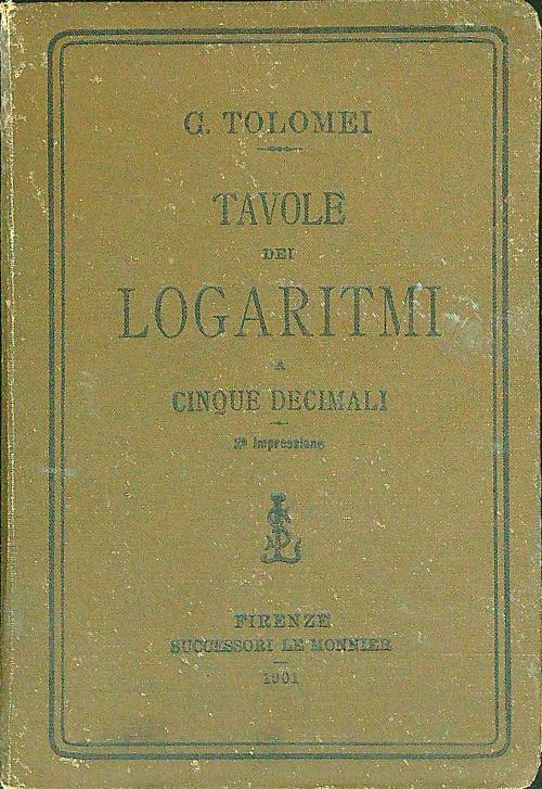 Tavole dei logaritmi a cinque decimali - copertina