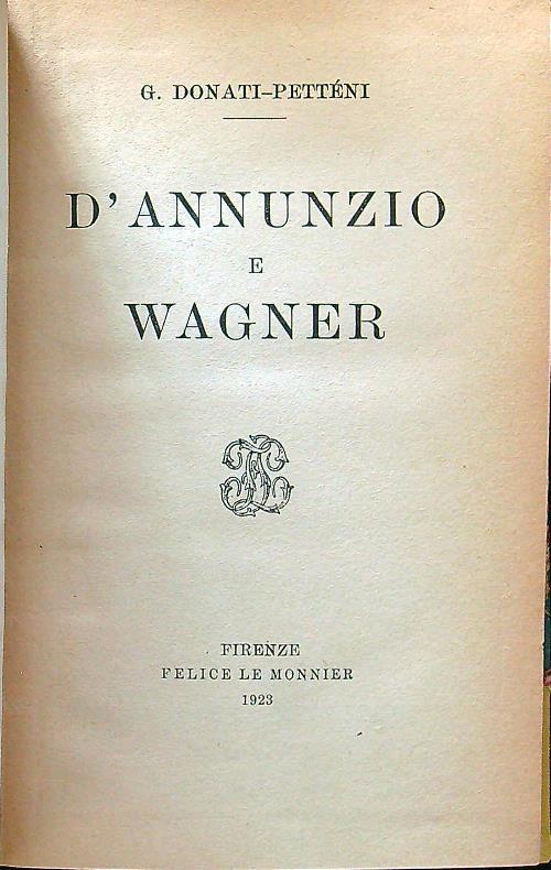 D'Annunzio e Wagner - copertina