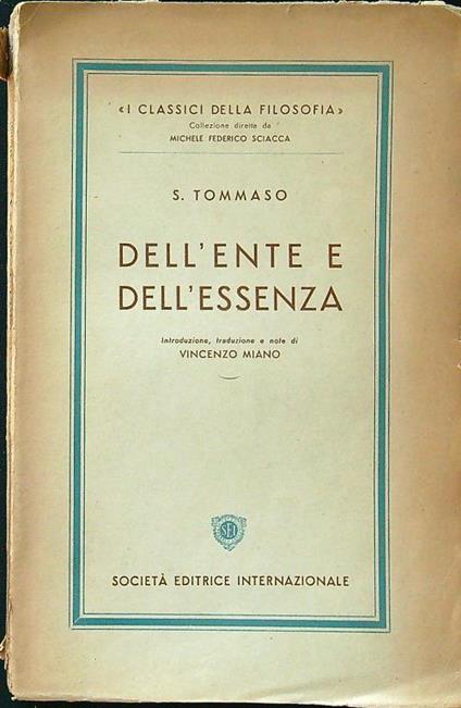 Dell'ente e dell'essenza - Tommaso (san) - copertina