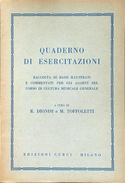 Quaderno di esercitazioni - Dionisi - copertina