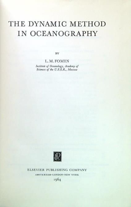 The dynamic method in oceanography - copertina
