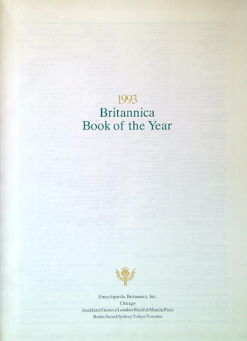 Encyclopaedia Britannica 1993 Book of the Year. Events of 1992