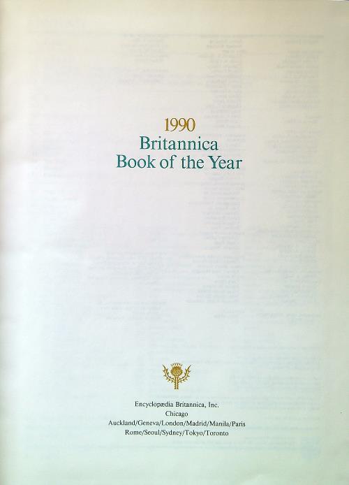 Encyclopaedia Britannica 1990 Book of the Year. Events of 1989 - copertina