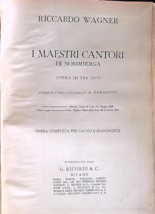 I maestri cantori - Richard Wagner - copertina