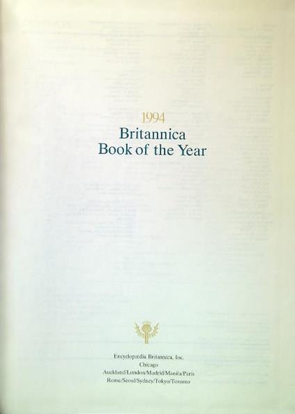 Encyclopaedia Britannica 1994 Book of the Year. Events of 1993 - copertina