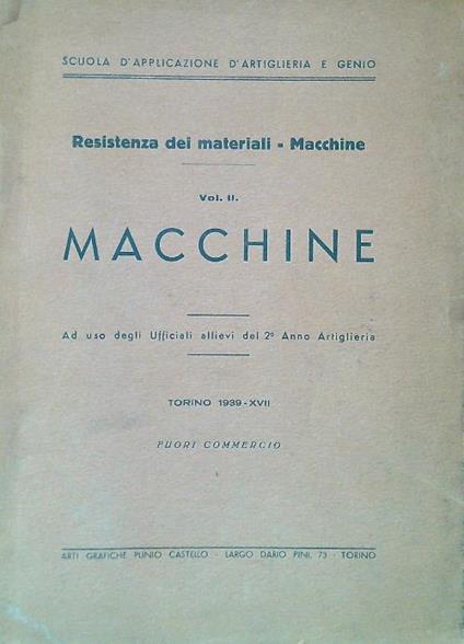 Resistenza dei materiali - Macchine - Vol. II - copertina