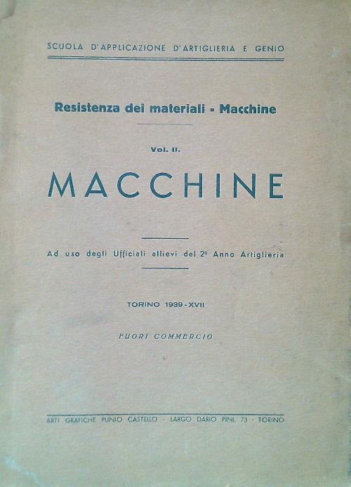 Resistenza dei materiali - Macchine - Vol. II - copertina