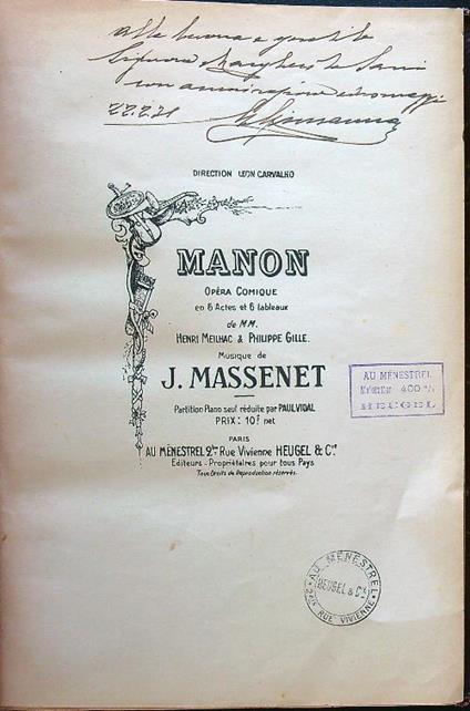 Manon - Jules Massenet - copertina