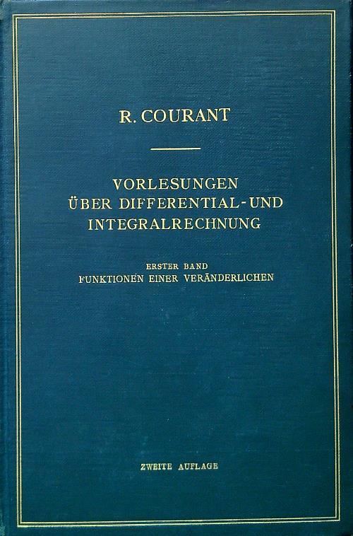 Vorlesungen uber differential-und integralrechnung I. 2. AUFL - copertina