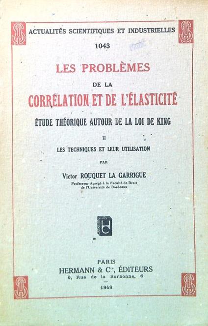 Les problemes de la correlation et de l'elasticité - II - copertina
