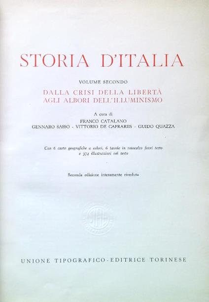 Storia d'Italia 2. Dalla crisi della libertà agli albori dell'illuminismo - copertina