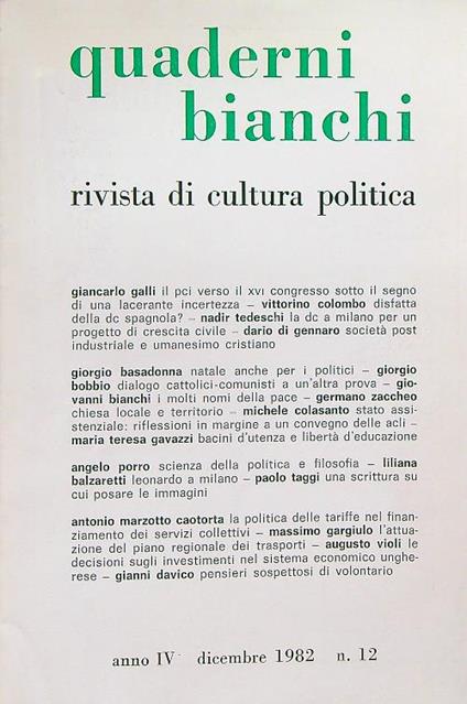Quaderni bianchi 12/dicembre 1982 - copertina