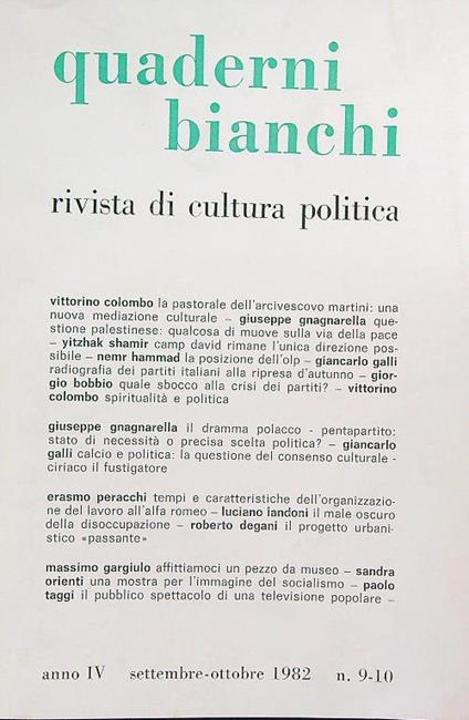 Quaderni bianchi 9-10/settembre-ottobre 1982 - copertina