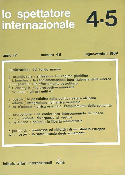Lo spettatore internazionale 4-5/luglio-ottobre 1969