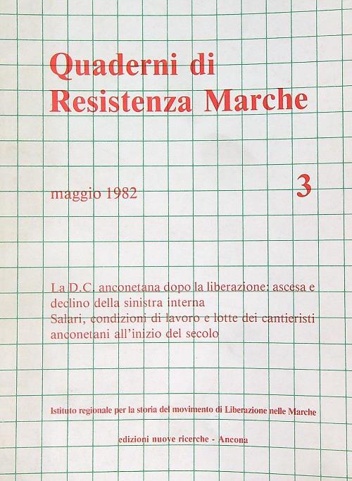 Quaderni di resistenza Marche 3/maggio 1982 - copertina