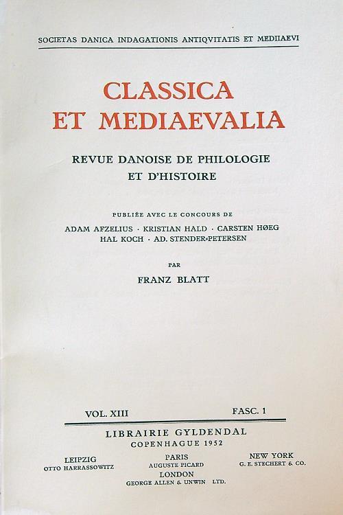 Classica et Mediaevalia vol XIII/Fasc 1