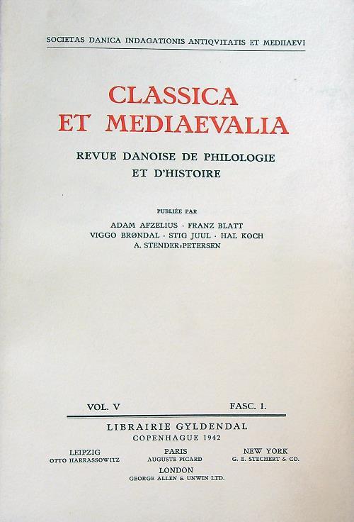 Classica et Mediaevalia vol V/Fasc 1 - copertina