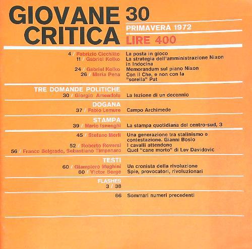 Giovane critica 30/Primavera 1987 - copertina